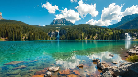 Panoramic view of turquoise water and scenic landscape