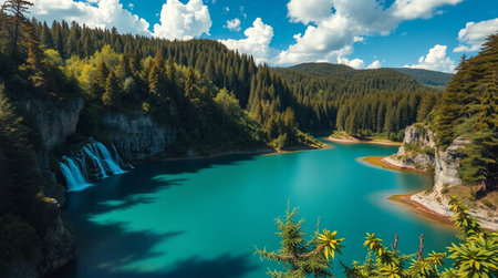 Beautiful panorama of Plitvice Lakes National Park, Croatiaの写真素材