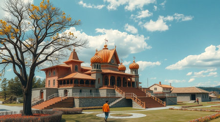 View of the Tikhvin Monastery in Saransk, Russiaの写真素材