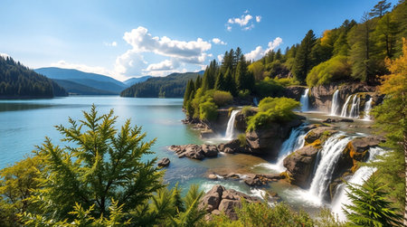 Waterfall in the mountains.
