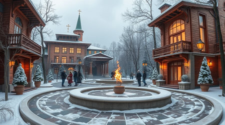 View of the main square in Tsaritsyno park in Moscow.の写真素材