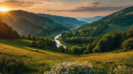 Beautiful summer landscape in the Carpathian Mountains, Ukraine.の写真素材