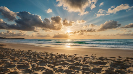 Sunset on the beach of Playa del Carmen, Mexico.の写真素材