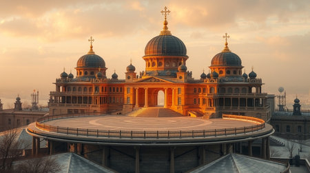 St. Petersburg, Russia. Panorama of St. Isaac's Cathedral at sunset.