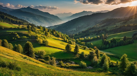 Beautiful summer landscape in the Carpathian mountains. Ukraine, Europe.の写真素材