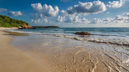 Panoramic view of a beautiful tropical beach in Sri Lanka.の写真素材