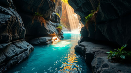 Beautiful seascape with turquoise sea and rocks in Thailand