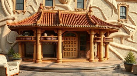 3d render of a pavilion in the style of Chinese architectureの写真素材