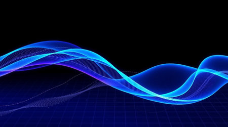 Blue abstract wave on a dark background. Futuristic technology style. Vector illustration.