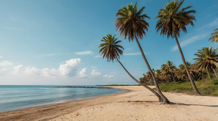 Palm trees on the beach in Guadeloupe, Caribbeanの写真素材