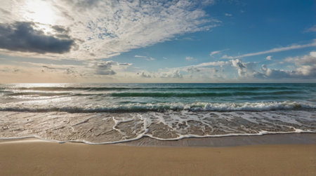 beach and tropical sea, panoramic view of the beachの写真素材