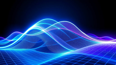 abstract technology background with glowing lines and dots. 3d renderingの写真素材