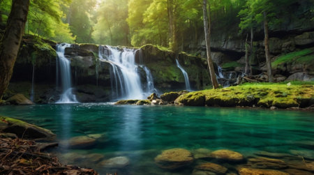 Beautiful waterfall in the forest. Beautiful waterfall in the forest.の写真素材