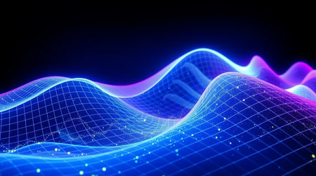 3D Illustration of a Futuristic Background with a Glowing Wave