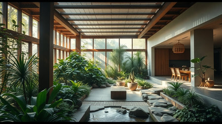 Interior of a modern villa. Nobody insideの写真素材