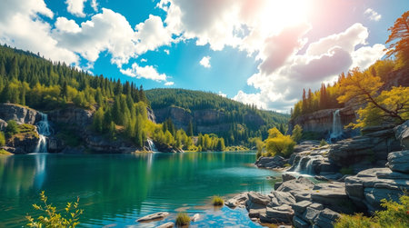 Beautiful mountain lake in Altai mountains, Siberia, Russia.の写真素材