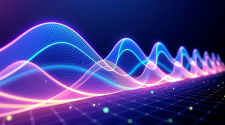 3d render of technology abstract background. Digital sound wave. Sound wave. Vector illustration