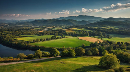 Aerial view of the beautiful summer landscape of the Ukrainian Carpathians.の写真素材