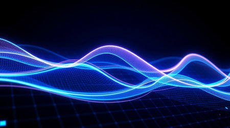abstract blue wave technology background. 3d rendering, 3d illustration.