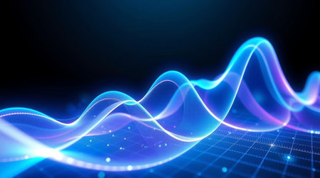 3d illustration of abstract technology background with blue waves. Futuristic interface.