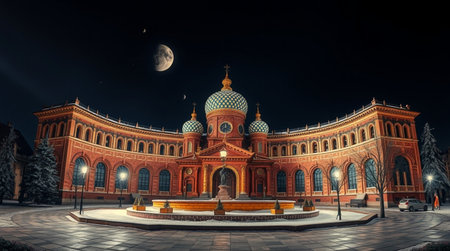 Night view of the Cathedral of Christ the Saviour in Moscow, Russia