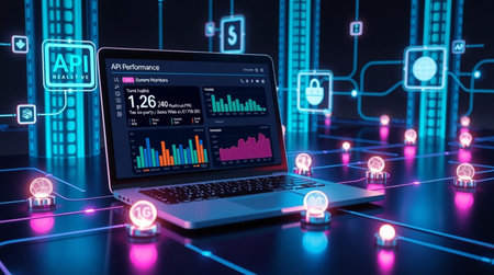 Futuristic user interface with graphs and diagrams. 3d rendering