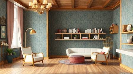 Interior of the living room. 3D illustration. 3D CG. High resolution.
