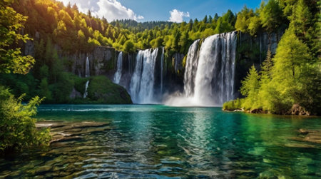 Panoramic view of Plitvice Lakes National Park, Croatia