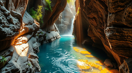 Fantastic view of the canyon with a turquoise waterの写真素材