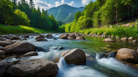 Mountain river in the Carpathian mountains. Ukraine, Europe