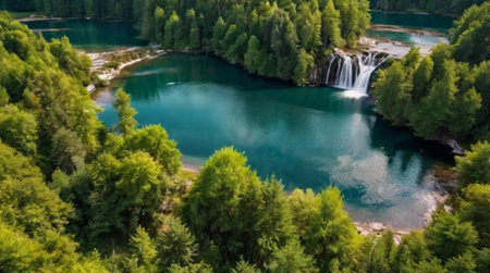 Beautiful view of Plitvice Lakes National Park, Croatia.の写真素材