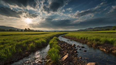 Rice field in the morning, Chiang Mai, Thailand.の写真素材