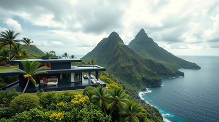 Tropical villa on the island of Kauai, Hawaiiの写真素材