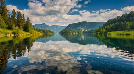 Beautiful mountain lake in the Carpathian Mountains, Ukraine.