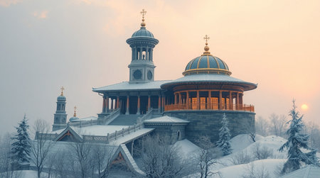 Winter landscape with a view of the Cathedral of the Assumption of the Blessed Virgin Mary in...
