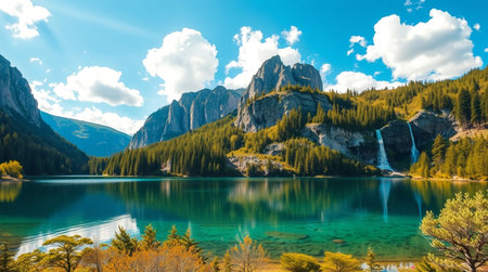 Beautiful lake in the Dolomites, Italy, Europe.の写真素材