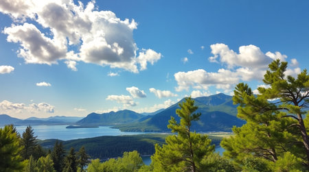 Landscape of Lake Tahoe, California, United States of Americaの写真素材
