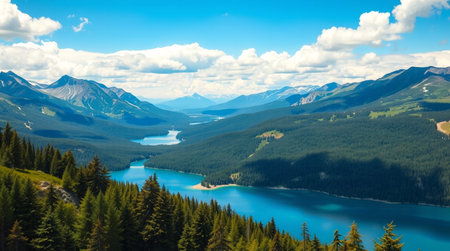 Lake Louise in Banff National Park, Alberta, Canada. Beautiful summer panoramic view.の写真素材