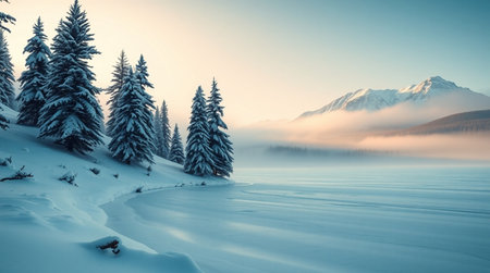 Fantastic winter landscape. Dramatic wintry scene. Carpathian, Ukraine, Europe. Beauty world.