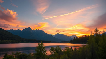 Sunset over Grand Teton National Park, Wyoming, USA.の写真素材