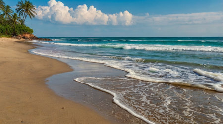 Tropical beach in Sri Lanka. Sri Lanka is one of the most beautiful beaches in the world.の写真素材