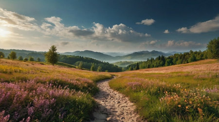 Beautiful summer landscape in the Carpathian Mountains, Ukraine.の写真素材