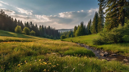 Beautiful summer landscape in the Carpathian Mountains, Ukraine.