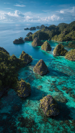 Aerial view of beautiful coral reefの写真素材