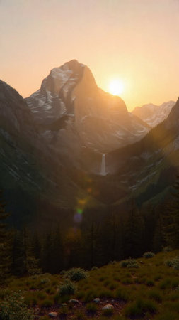 Sunset in the Canadian Rockies, Banff National Park, Alberta, Canadaの写真素材
