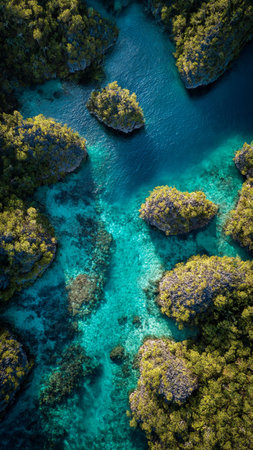Aerial view of a beautiful coral reef in Palawan, Philippinesの写真素材
