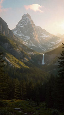 Sunset in the Alps. The Alps are the highest mountain range in Europe.の写真素材