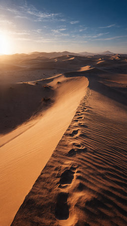 Sand dunes in the desert at sunset. Africa.の写真素材