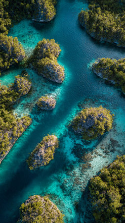 Aerial view of beautiful coral reef with turquoise water in Palawan, Philippinesの写真素材