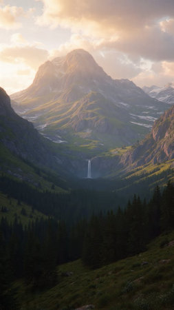Sunset in Glacier National Park, Montana, United States of Americaの写真素材